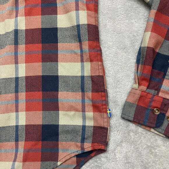 fjallraven FJÄLLGLIM Shirt Mens Large Slim Fit Autumn Leaf Plaid Flannel - Picture 2 of 8